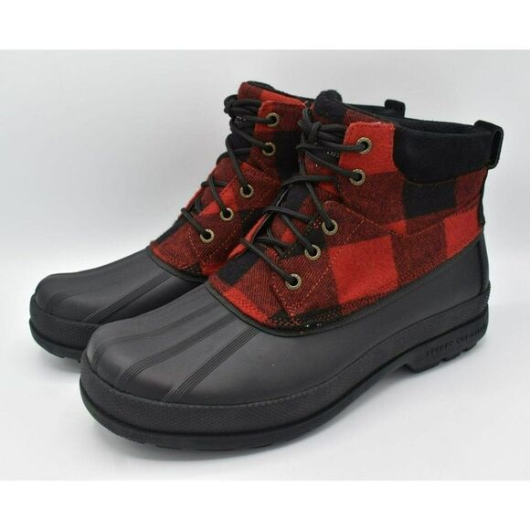 Sperry Men Size 10 Top-Sider Cold Bay Chukka Buffalo Check Red Black Plaid Boots - Picture 1 of 10